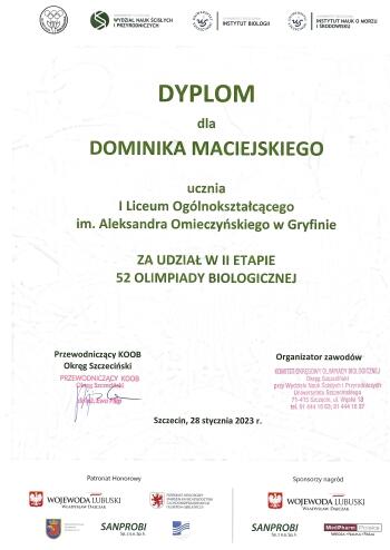 Dyplom OB Dominik